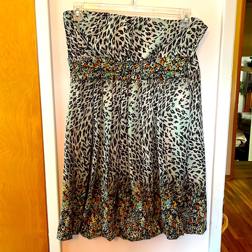 American Rag vintage leopard babydoll strapless dress